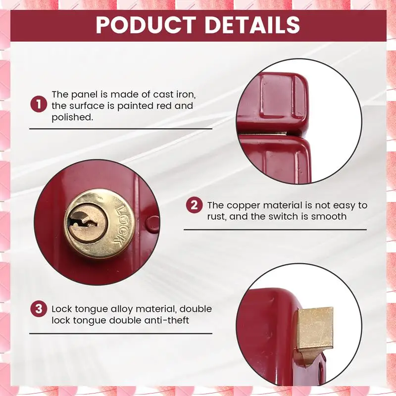 JAJA Cast Iron Anti-Theft Lock Exterior Door Multiple Insurance Security Household Indoor Dormitory With Key Wooden Door Lock