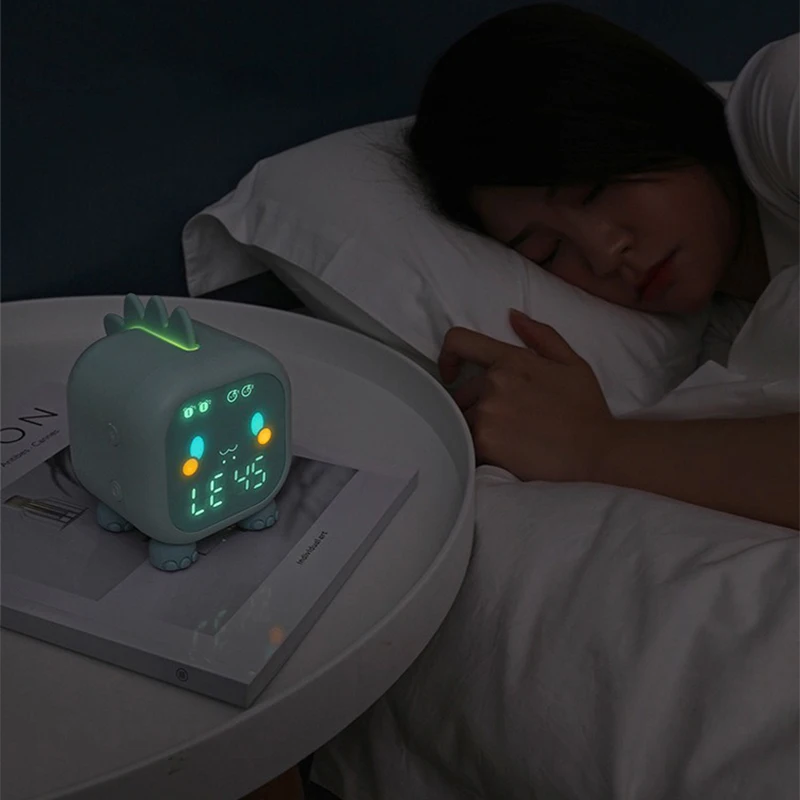Night Light Cute Expression Alarm Clock Child Alarm Clock Voice Controlled Light Multifunctional For Home Thermometer