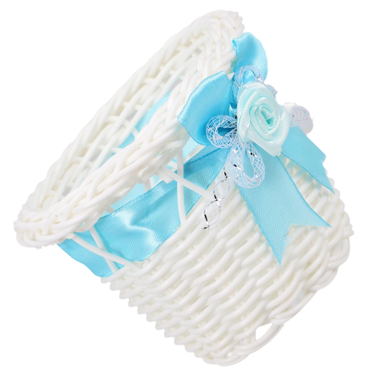 

Cute Rattan Style Storage Basket Blue Small Woven Holder For Candy Wedding Party Favor Gift Decorative Home Flower Sundries
