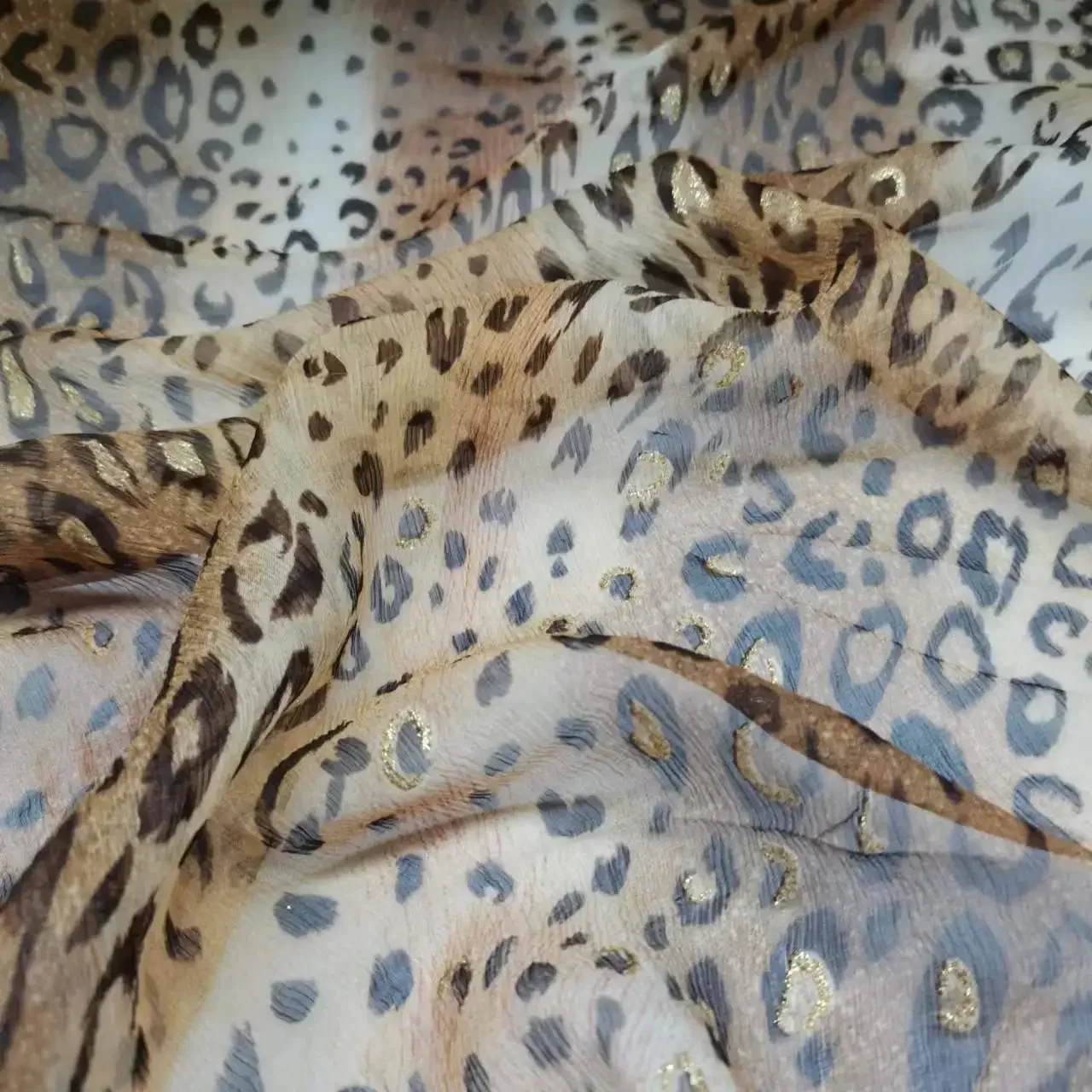 Big Deal Leopard Bling Crepe Mulberry Silk Fabric Glittery 100% Breathable Material