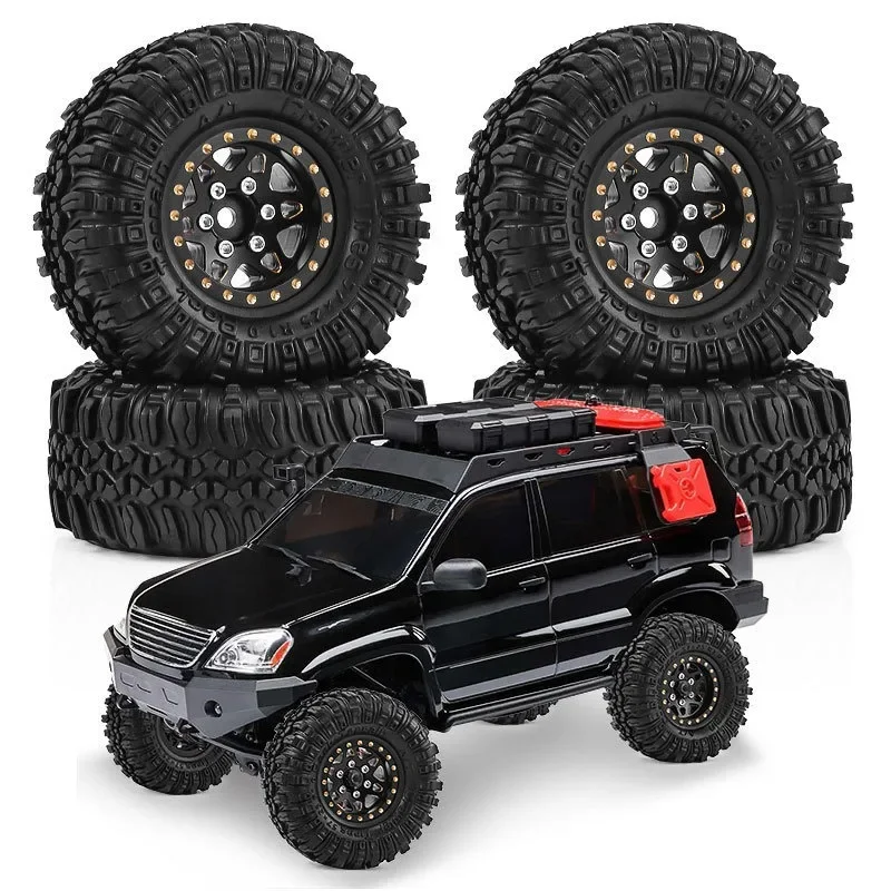 

TRX4M 4PCS Metal 1 Inch Wheels with Tires Upgrade Hub Tyre Set for 1/18 RC Crawler Car Trxs TRX4-M Defender Bronco SCX24 FMS