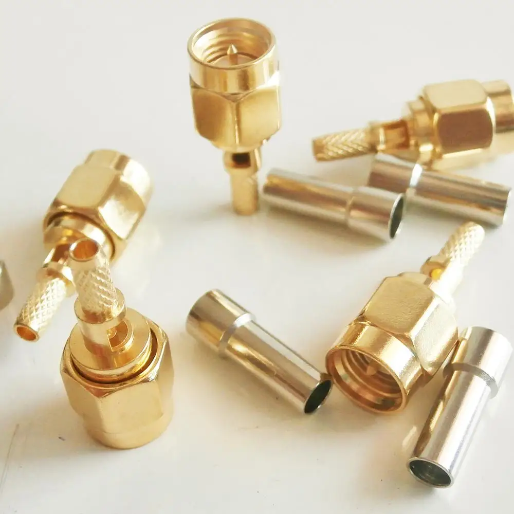 

5X Pcs High-quality RF Connector Socket SMA Male Window Jack Crimp for RG316 RG174 RG179 LMR100 Cable Plug Gold Plated Coaxial