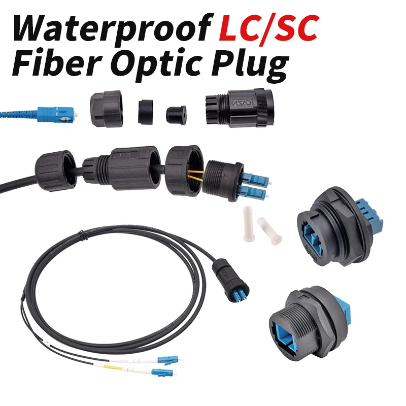 IP68 LC SC Fiber Optic Plug Socket FDDI Single Mode/Single Core Dual Core Connector Outdoor Waterproof SC Fiber Optic Cable