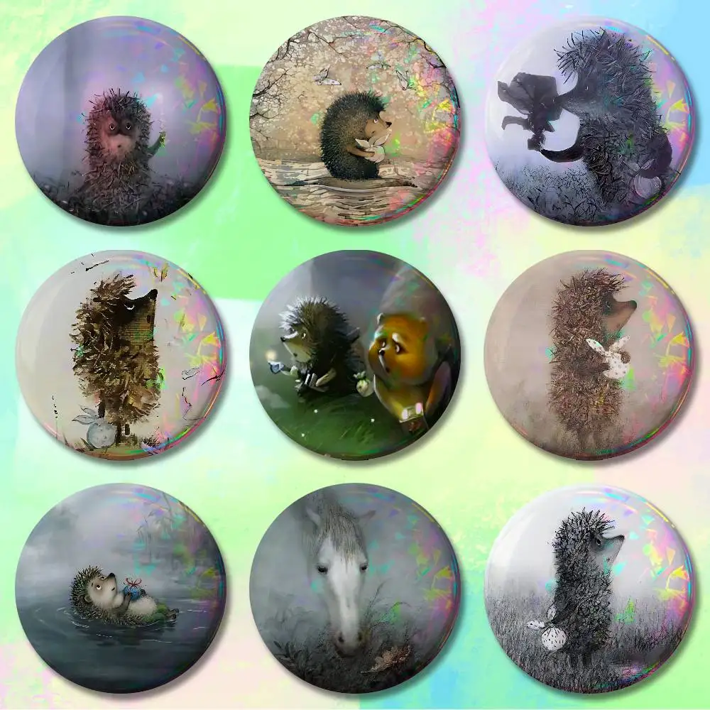 H-Hedgehog in the F-Fog Badges Round Nijigen Otaku Culture IP peripheral products 58mm 44mm 32mm 75mm 25mm Mini