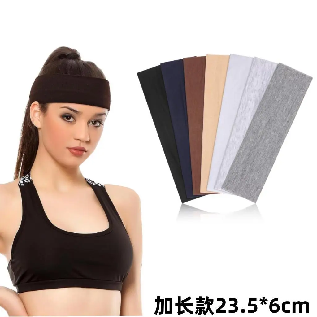 

Elastic Solid Color Headband for Yoga Fitness Running Unisex Sweat Absorbing Cotton Hairband