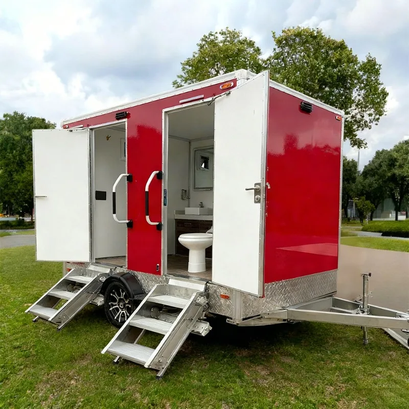 Mobile Container Modern 2 Stall Outdoor Restroom Washroom Portable Toilet Trailer