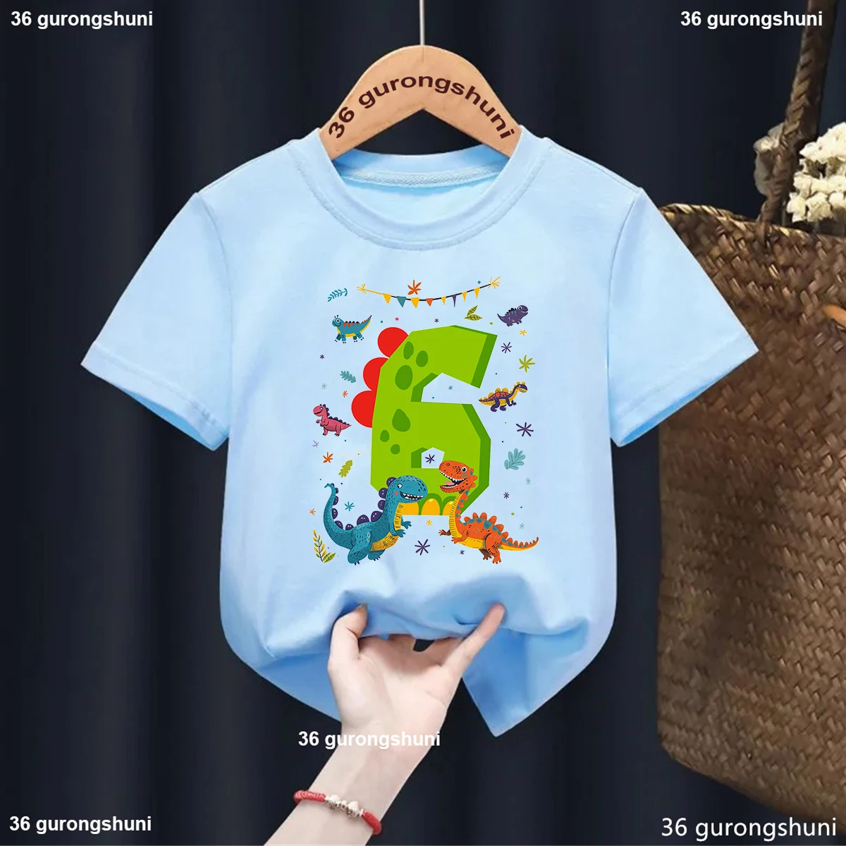 

New Boys T Shirts Happy Birthday 1 2 3 4 5 6 7 8 9 Years Kids Tshirt Cartoon Dinosaur T-Shirts Children Tops Girls Clothes