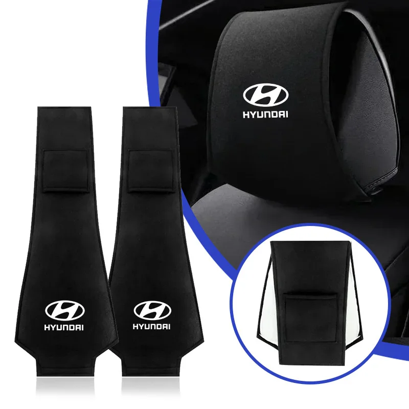 

2pcs Comfort Car Headrest Cover Fit For Hyundai Tucson Santa Fe Rena Sonata Elantra Creta Ix35 Ix45 I10 I20 I30 Auto Accessories