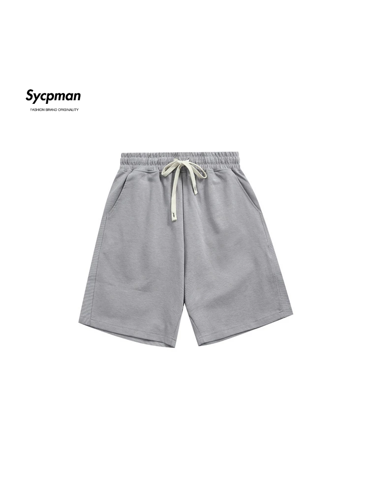 Sycpman 260 Gram Effen Kleur Twill Dubbelzijdige Katoenen Shorts Voor Mannen En Vrouwen Paar Losse Casual Veelzijdige Vijfde Broek