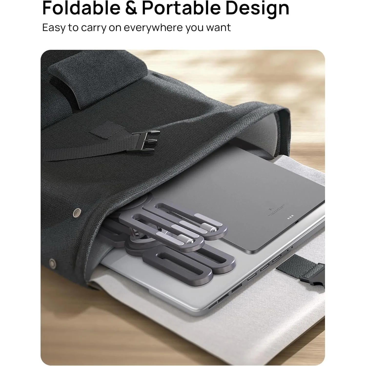 SODI Adjustable Computer Stand with 360 Rotating Base Foldable Laptop Riser for MacBook Pro Air All Laptops up to 16 Inch Grey