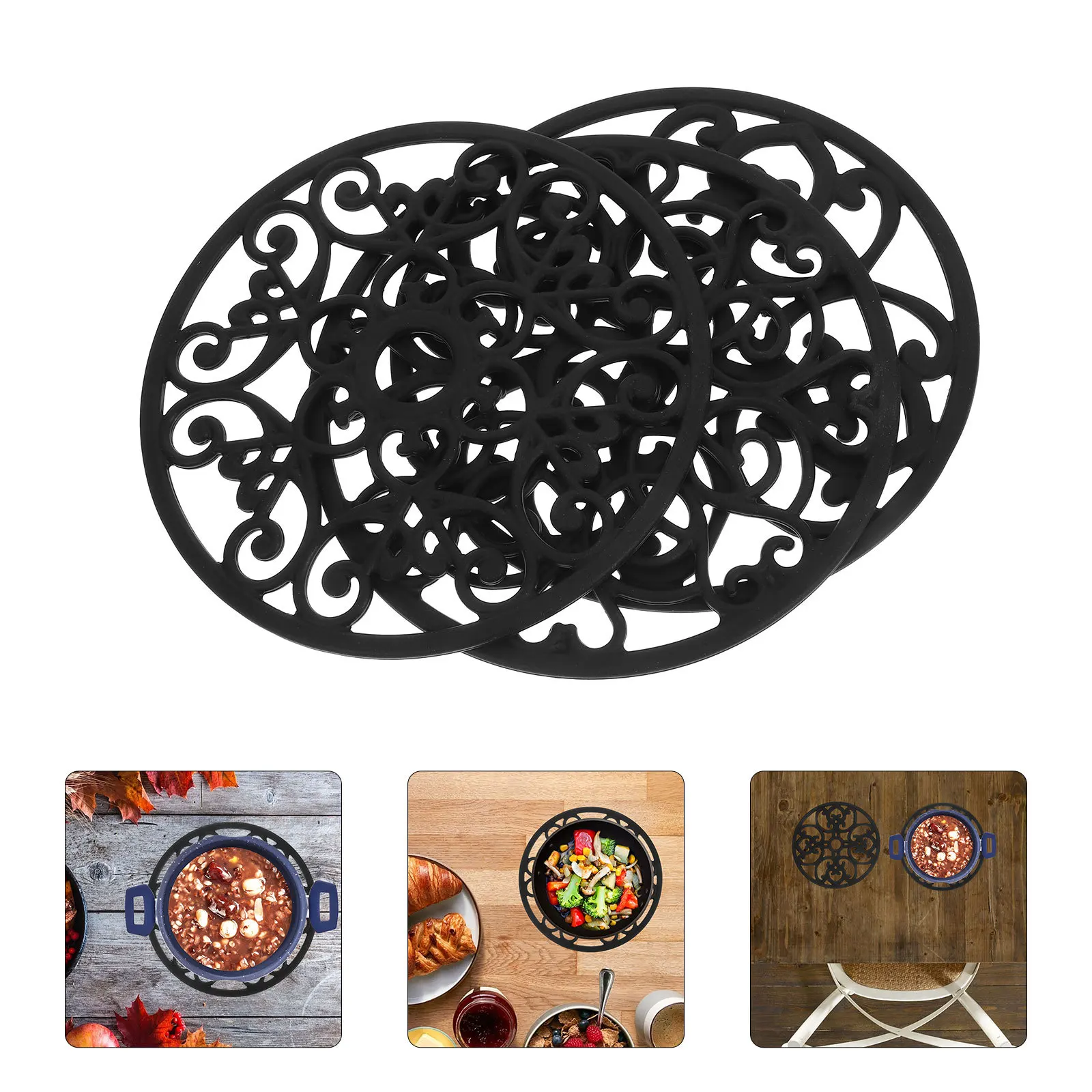 

3Pcs Silicone Trivet Mat Heat Insulation Kitchen Pot Holder Non-Slip Countertop Protector for Hot Pans Bowls Dishes Reusable