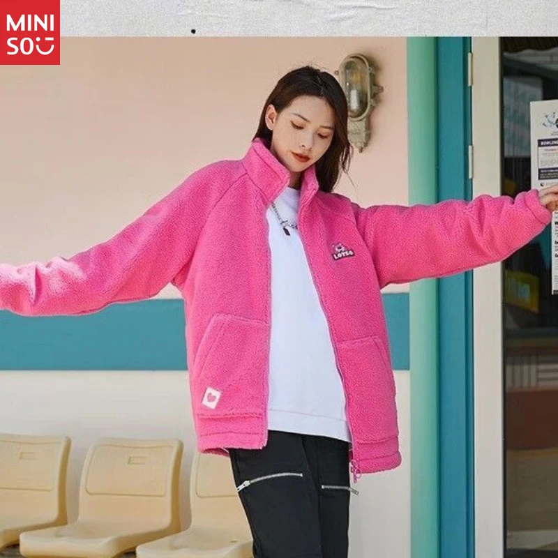 Giacca Disney Lotso Bear, cappotto Sherpa rosa caldo alla moda da donna |   Peluche ed elegante