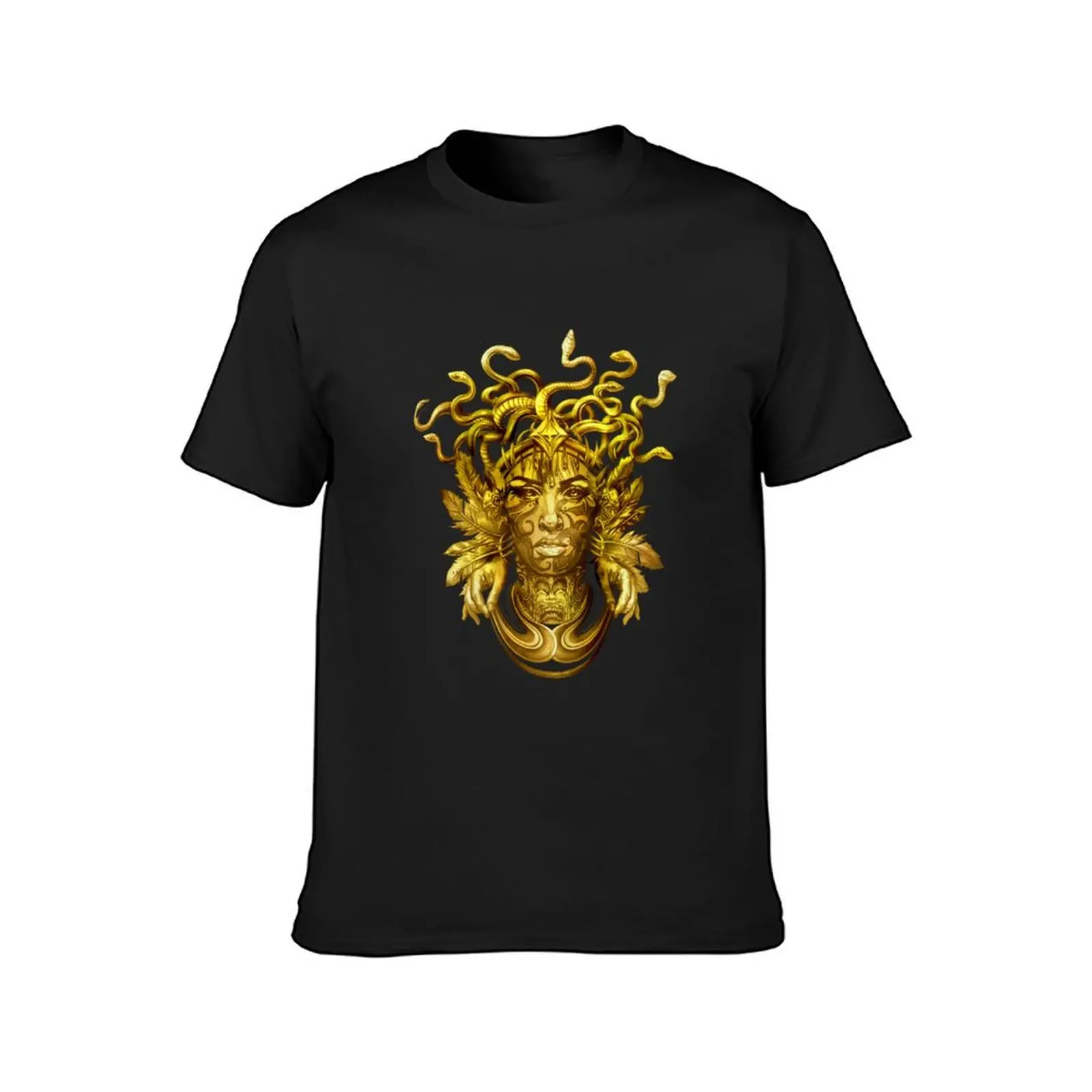 Gold Medusa Black & Gold in Black T-Shirt Aesthetic clothing plain new edition hippie clothes men graphic t shirts