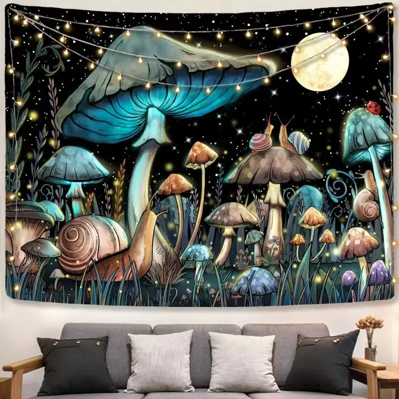 VIKAMA Shroom Cabin Dreamscape Decorative Tapestry Wall Art for Girls Room Aesthetic Cute Kawaii Funky Colorful Home Decor