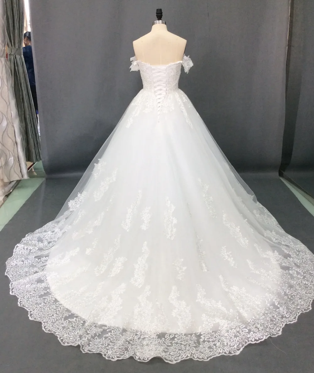 Foto real fora do ombro vestidos de casamento 2024 para noiva plus size contas rendas apliques feminino vestidos de baile vestido de noiva personalizado