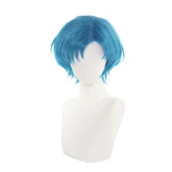 High Quality Sailor Mercury Mizuno Ami Cosplay Wig Styled Short Cyan Blue Heat Resistant Synthetic Hair Anime Wigs