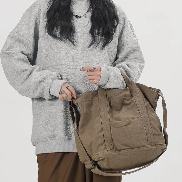 

Japanese Student Canvas Tote Bag for Women's Fashion Hand Crossbody Shoulder Bag 2025 New Large Capacity High Quality Handbag