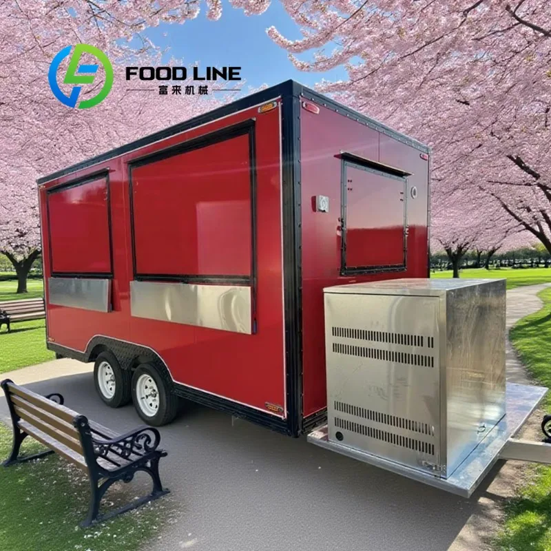 Customized Custom-Size Fast Food Truck Mobile Kitchen Equipment Restaurant Catering Food Cart Trailer