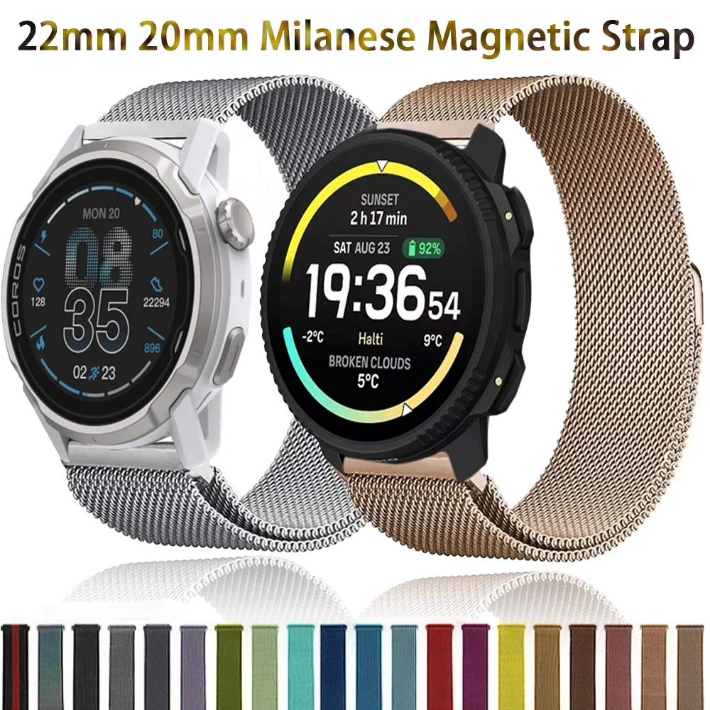 22 mm 20 mm Milanaise-Magnetarmband für COROS APEX 4 42 mm PACE Pro 3 Metallarmband SUUNTO Vertical 2 Race 2 S Run Ocean-Armband