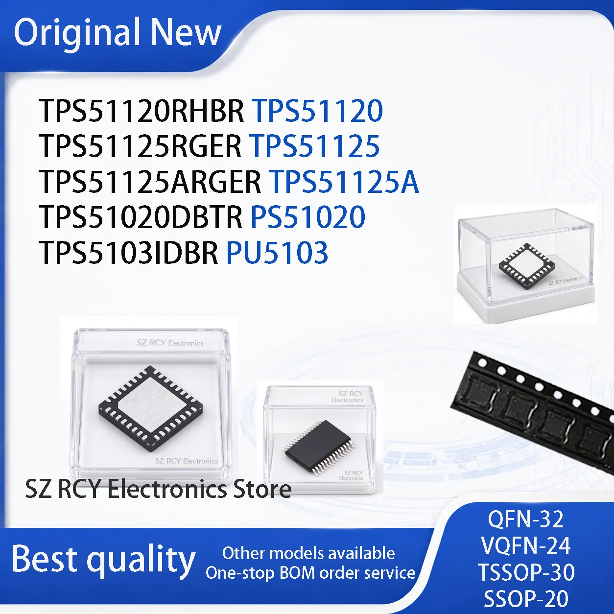 5-30 PCS)NEW TPS51120RHBR TPS51120 TPS51125RGER TPS51125 TPS51125ARGER TPS51125A TPS51020DBTR PS51020 TPS5103IDBR PU5103 IC CHIP