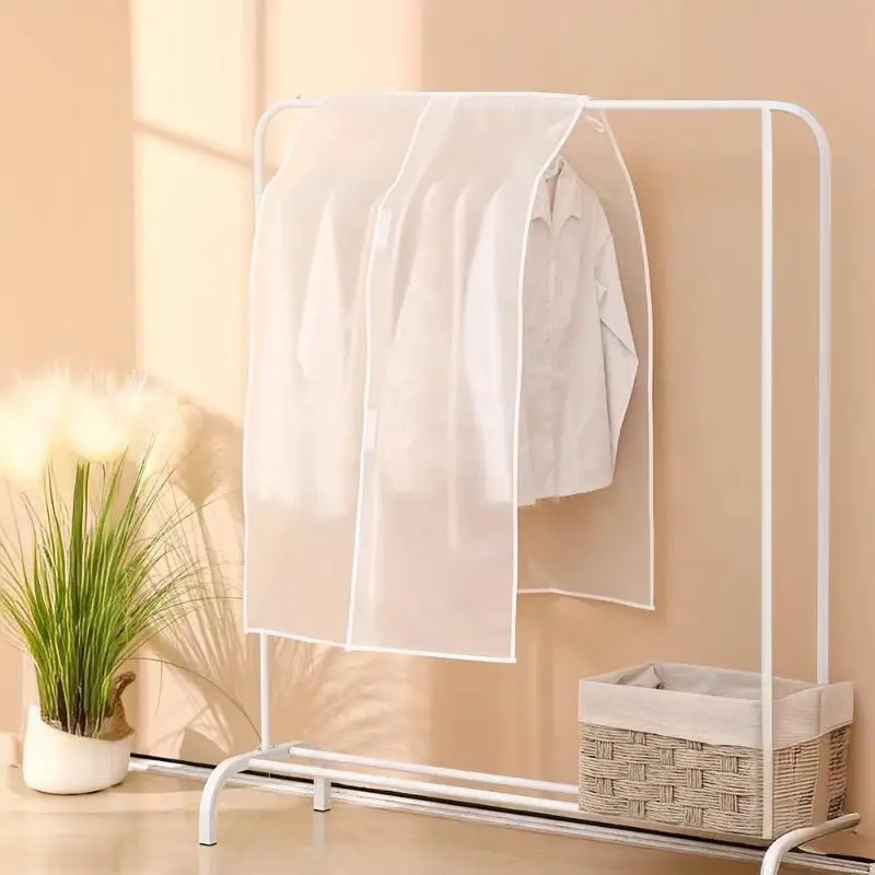 Waterproof Dustproof Hanging Garment Bag Translucent Clothes Cover for Wardrobe Suit Travel Business Trip Use