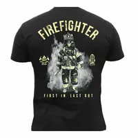 streetwear fashion vintage Summer Male Hot Sale Rescue Point Firefighter Fireman Men's Short Sleeve T-Shirt Two Sides Printed