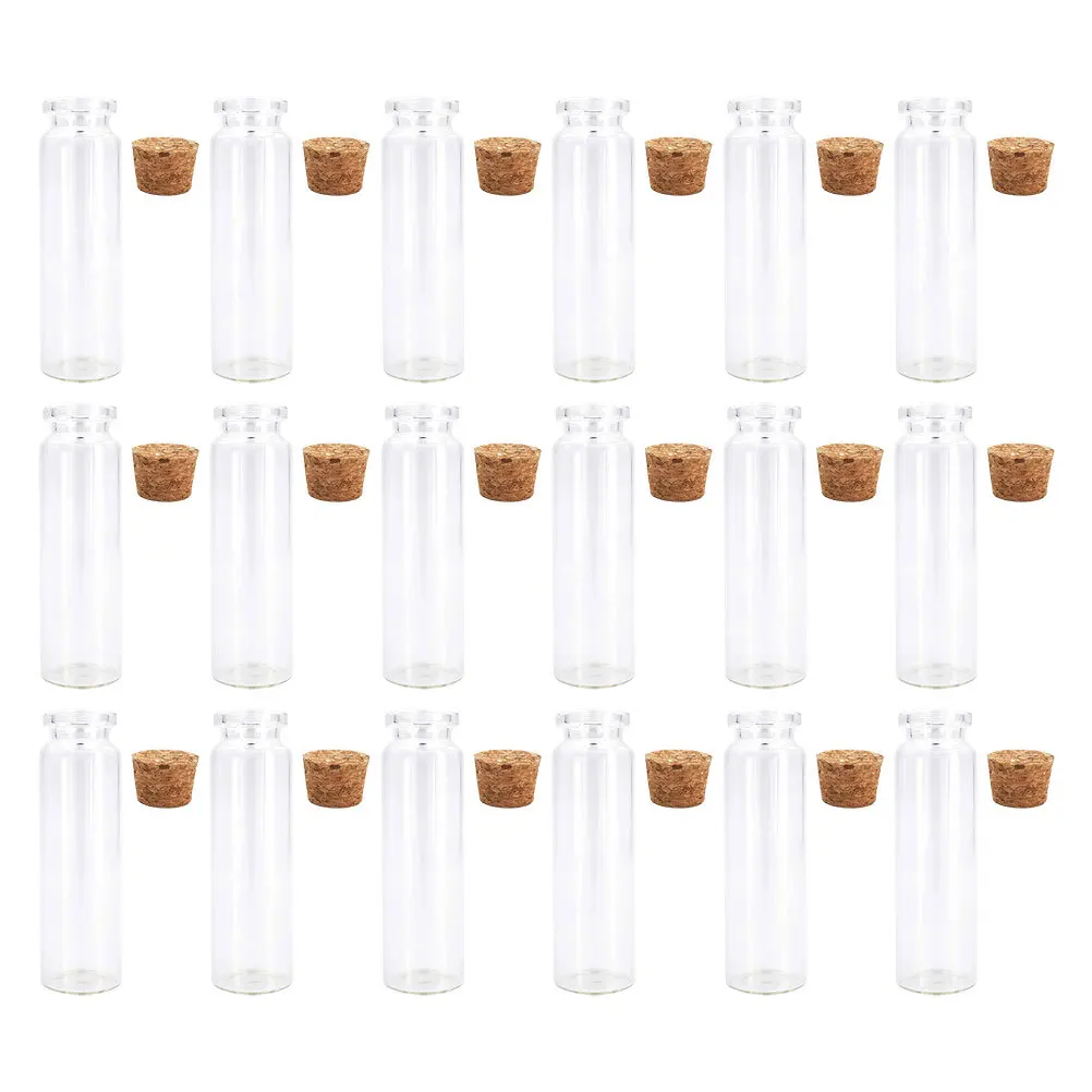 

24Pcs Hair Tooth Collection Bottles Small Clear Transparent Glass Cork Stopper DIY Wishing Bottle Essential Oil Storage