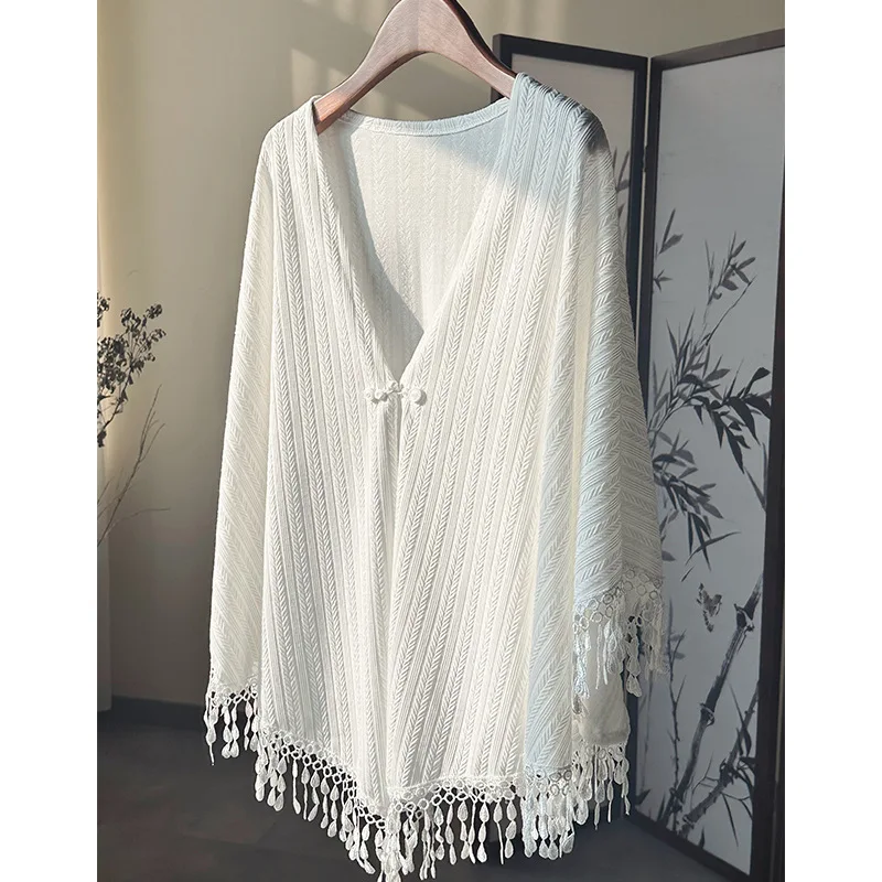 Tassel shawl cheongsam versatile spring Cape autumn Cloak retro style daily youthful Poncho