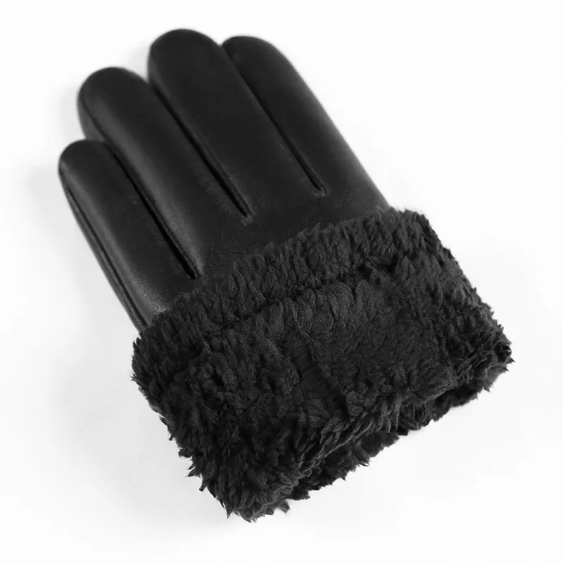 Men\'s Gloves Black Winter Mittens Keep Warm Touch Screen Windproof Driving Guantes Male Autumn Winter Business PU Leather Gloves