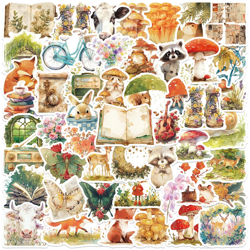 10/30/50pcs Vintage Sprookje Dier Boek Illustraties Sprookjes Stickers Esthetische Retro Cartoon Decoratie Decals Speelgoed gift
