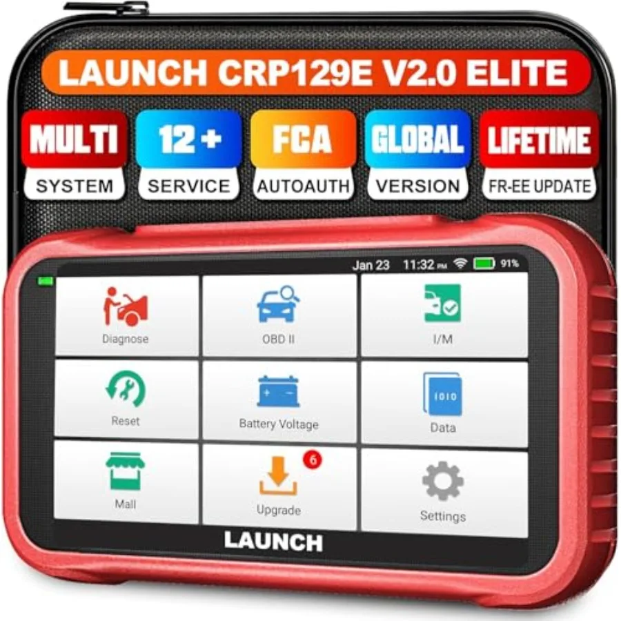 

CRP129E V2.0 OBD2 сканер 2025 года, всеуровневый, с FCA AutoAuth, 12 функций сброса, очистка кода масла/EPB/SAS/TPMS/BMS/инжектора A