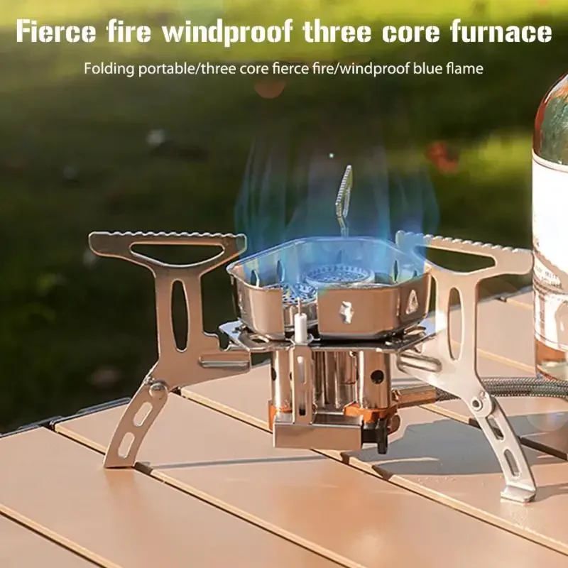 WindProof Camping Gas Stove Outdoor Tourist Burner Strong Fire Heater Tourism Cooker Portable Furnace Supplies Equipment Picnic