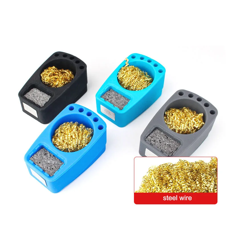 1Pcs High temperature resistant silicone solder cleaning ball box soldering iron tip cleaner copper wire Storage Cleaning sponge