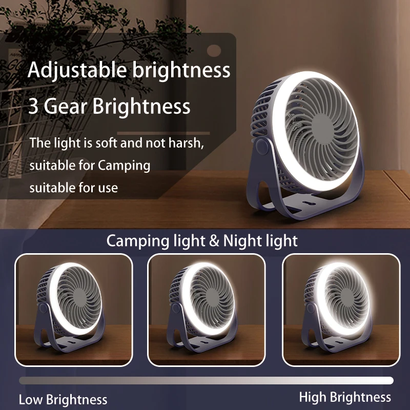 Muziso mini desk fan with lamp built-in battery rechargeable USB portable fan cool camping gear wall mounted small Electric fans