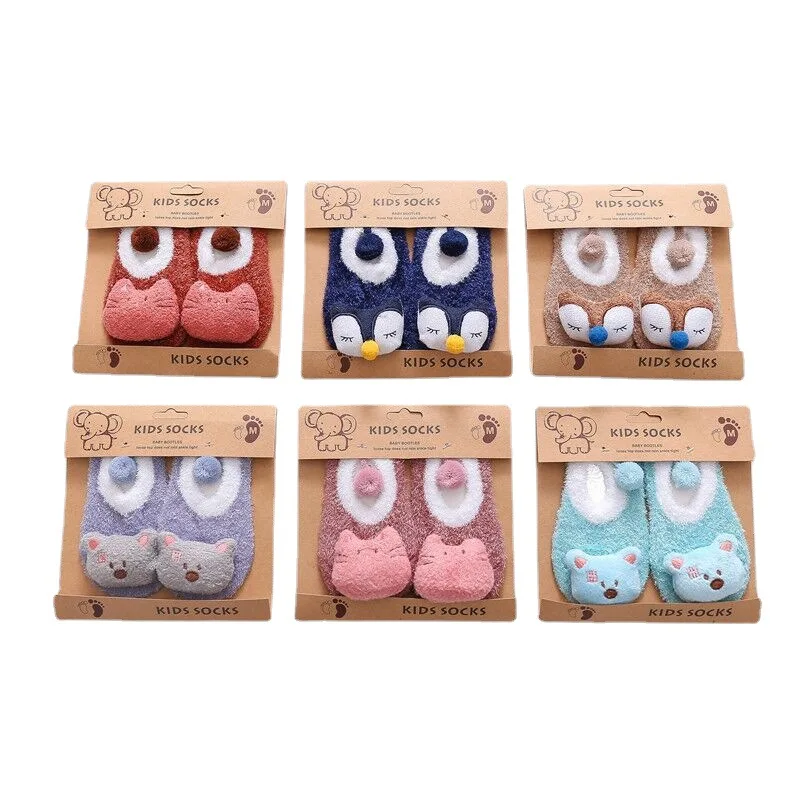 Boy Girl Shoes Kids Socks Children Autumn Winter Thermal Socks Baby Non-Slip Floor Socks Baby Cute Cartoon Toddler Socks