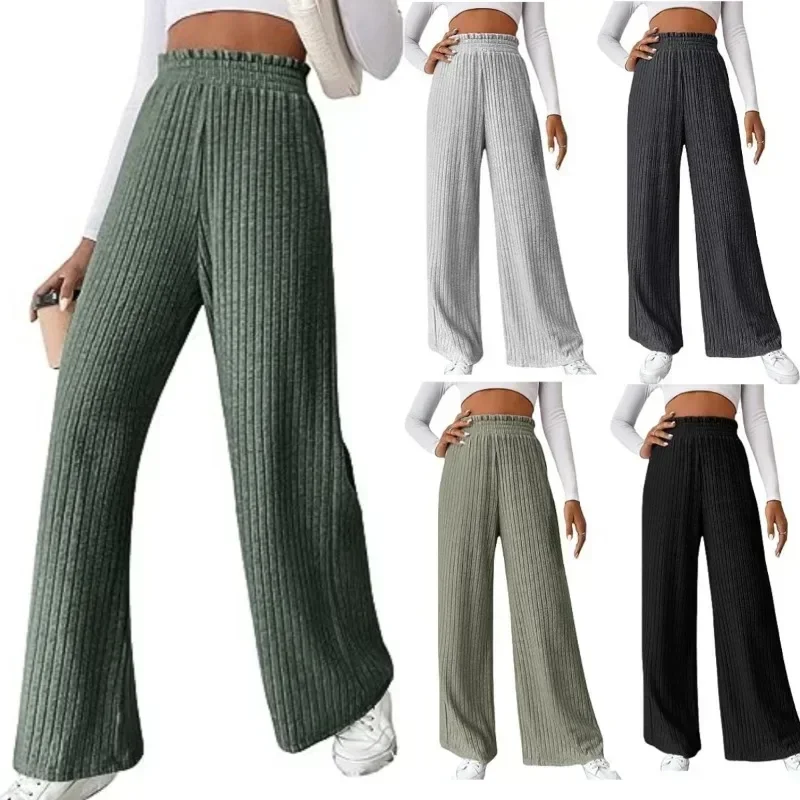 

2024 Autumn and Winter Long Pants Fashion Women Casual Loose Knitted Trousers Pantalon Warm Trousers Lady Clothes 29758