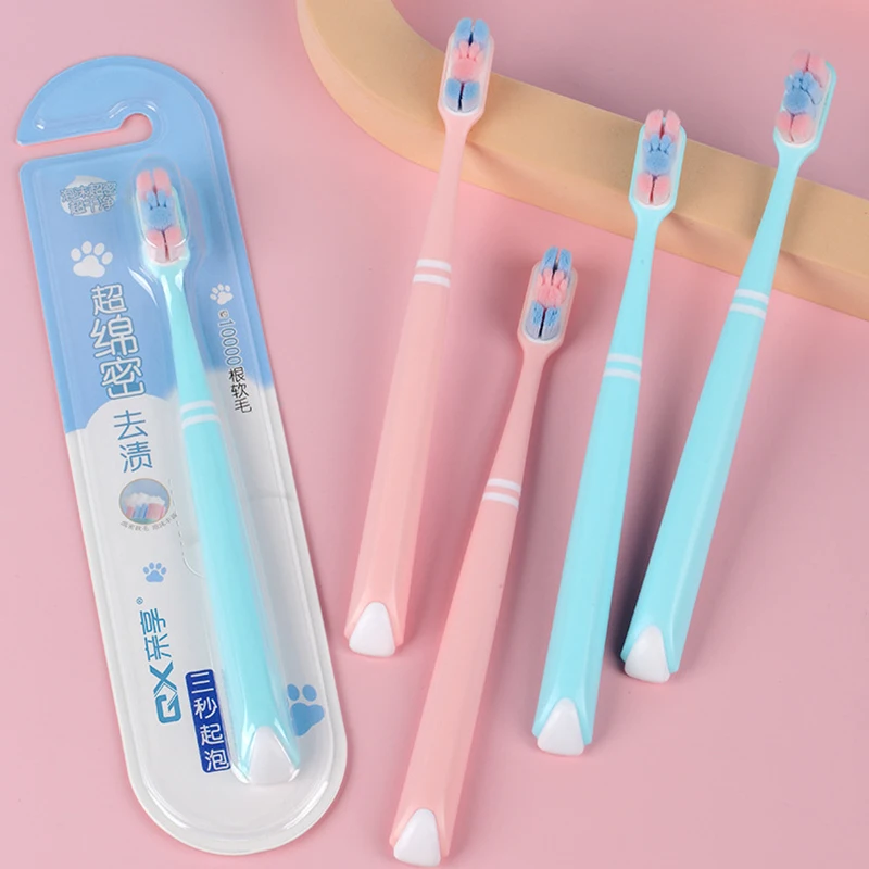 

1PC Soft Bristle Colored Head Ten Thousand Cat Claw Couple Toothbrush Extra Soft Travel manual Toothbrush With Adults Gravida