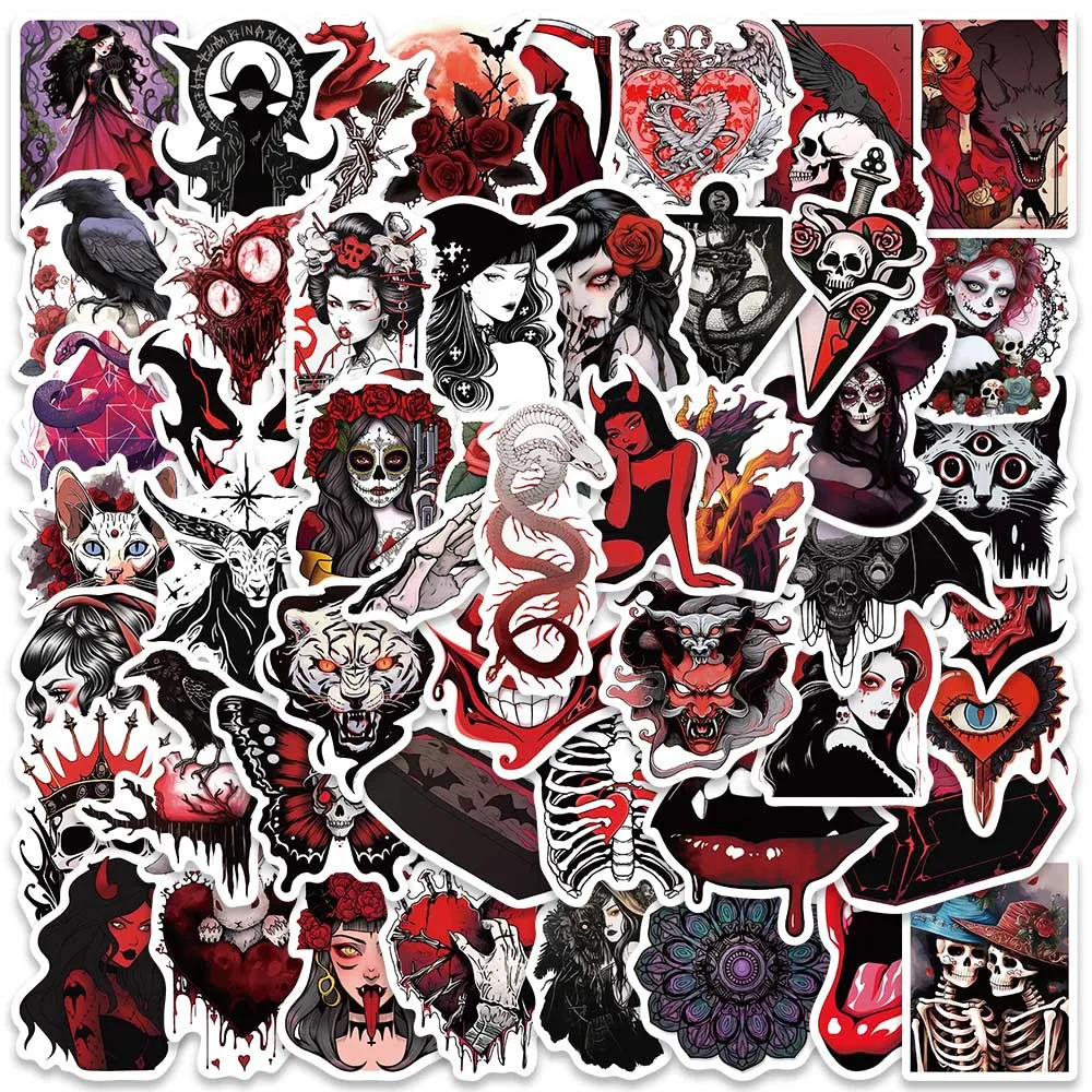 

50 Horror Skull Gothic Demon Girl Stickers Luggage Computer Guitar Skateboard DIY Stickers