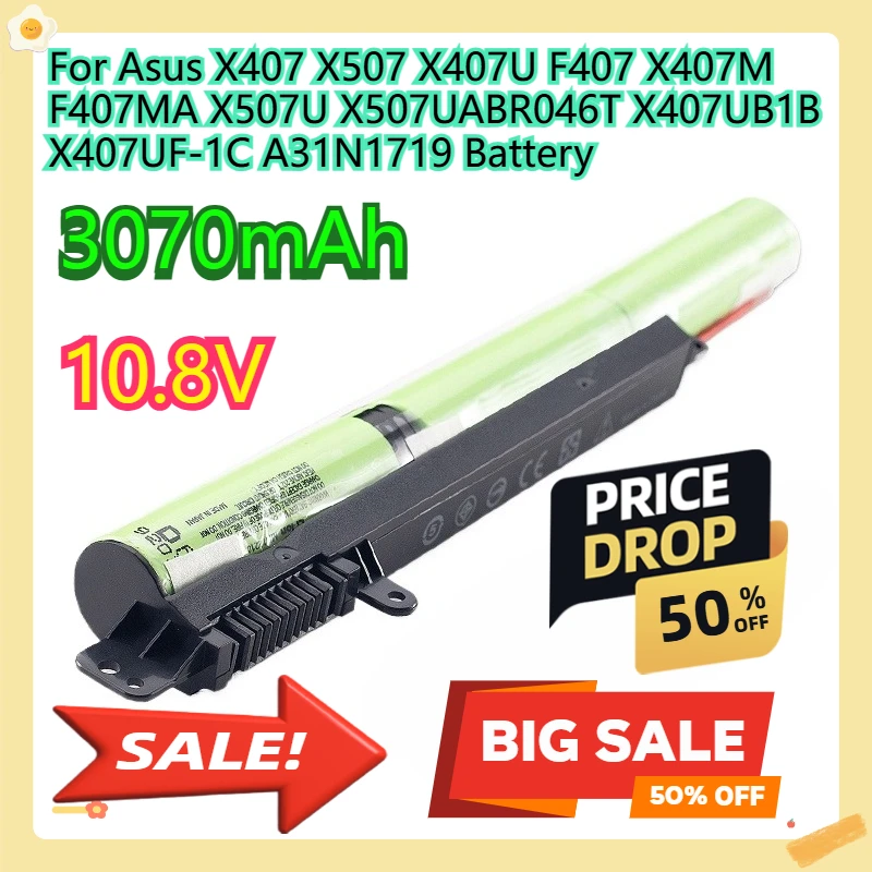 

For Asus X407 X507 X407U F407 X407M F407MA X507U X507UABR046T X407UB1B X407UF-1C A31N1719 Battery