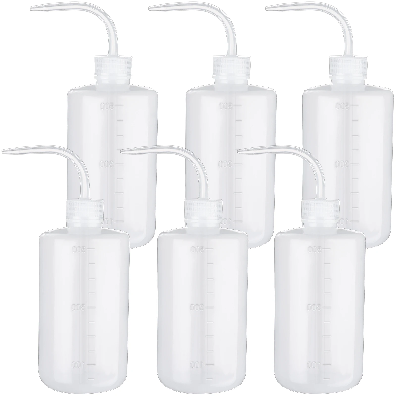 PIAOPIAONIU 6 Pcs 500ml Wash Bottle Plastic Lab Squeeze Bottle White Squirt Tattoo Bottles With Measurement For Chemistry Indust