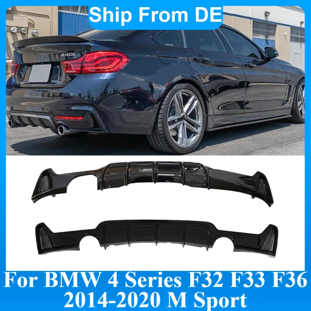 Diffuseur arrière pour BMW Série 4 F32 F33 F36 2014-2020 M Sport, spoiler de pare-chocs arrière, protection de pare-chocs, kit carrosserie, tuning, noir brillant