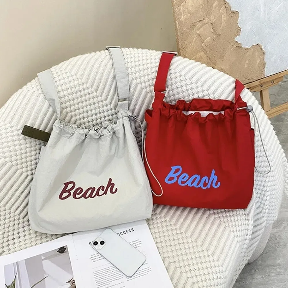 

Commute Letter Printing Bag Tote Bag Korean Style Single Shoulder Crossbody Bag Ins Large Capacity Drawstring Shoulder Bag