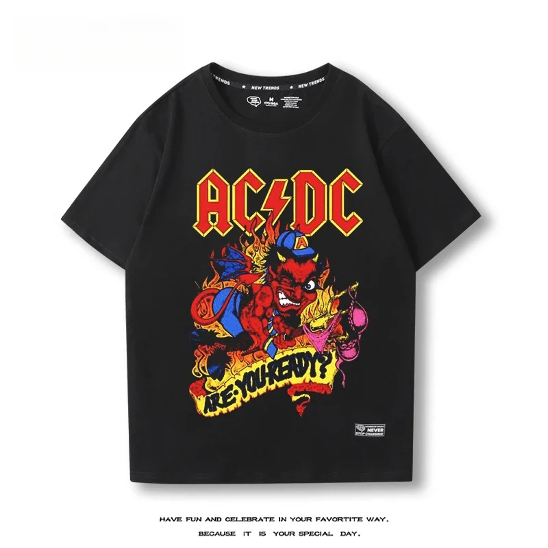 ACDC Band T-shirt print series men's and women's trends loose casual comfortable cotton round neck short sleeve T-shirt