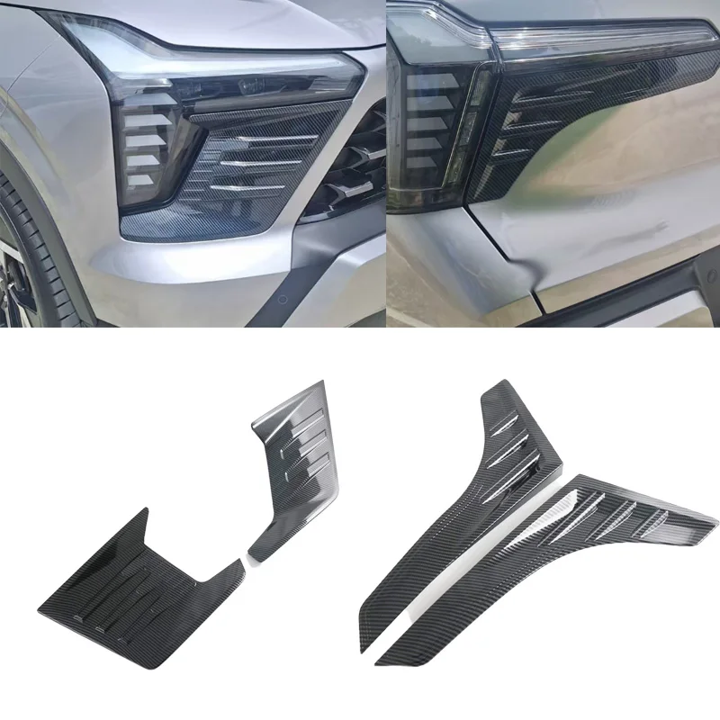 

For Mitsubishi Xforce Outlander Sport 2025 2026 ABS Carbon Fiber Front Fender Bumper Rear Light Eyebrow Cover Trim Car Styling