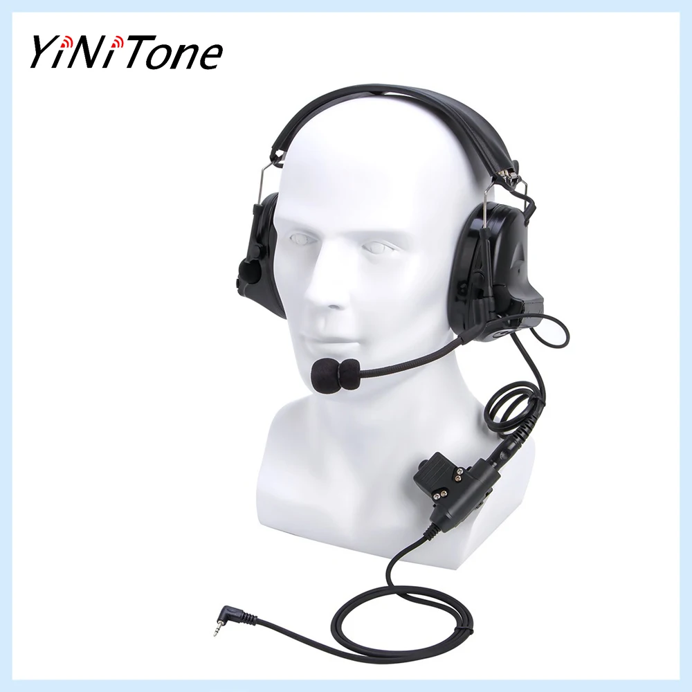 

Black Aviation Pilot Headset Microphone Noise Reduction Hearing Protection Shooting Headphone U94 PTT For Motorola T5620 T6200 6