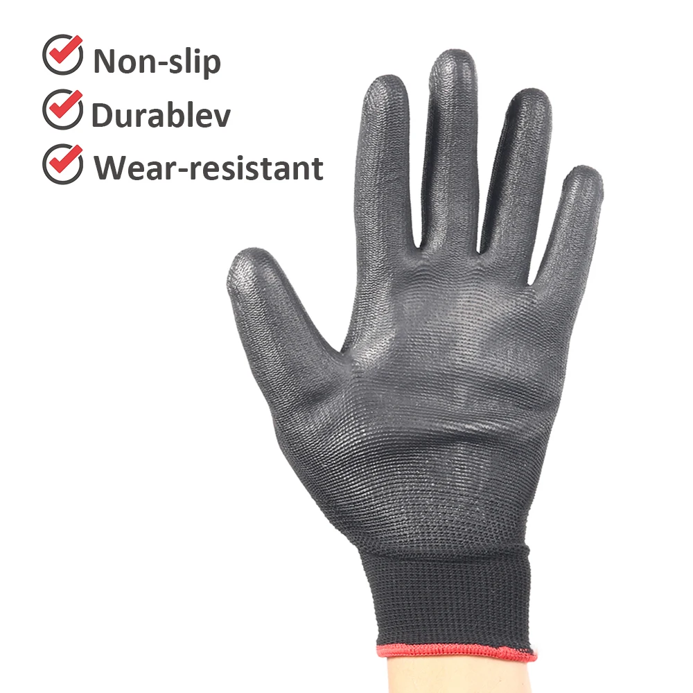 12 Pair Black /Grey/ Horticulture Gloves Safety Work Gloves Repair Gloves Palm Coated Gloves Carpenter Repairman Supplies