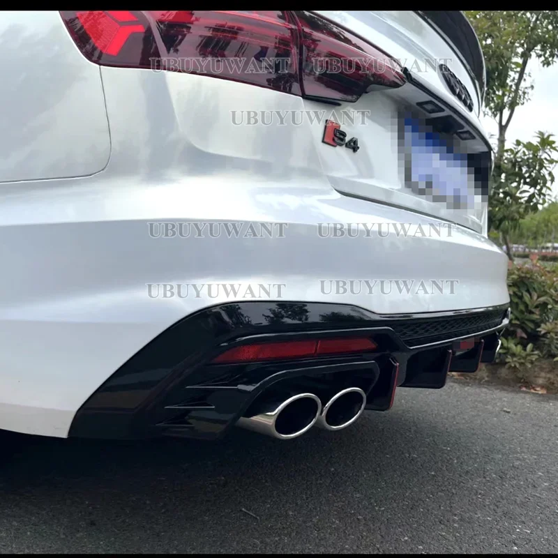 Rear Bumper Diffuser Lip Spoiler For Audi A4 B9 S-Line Sedan 2017-2023 Style S 4 R S4 Real Carbon fiber （Including exhaust pipe）