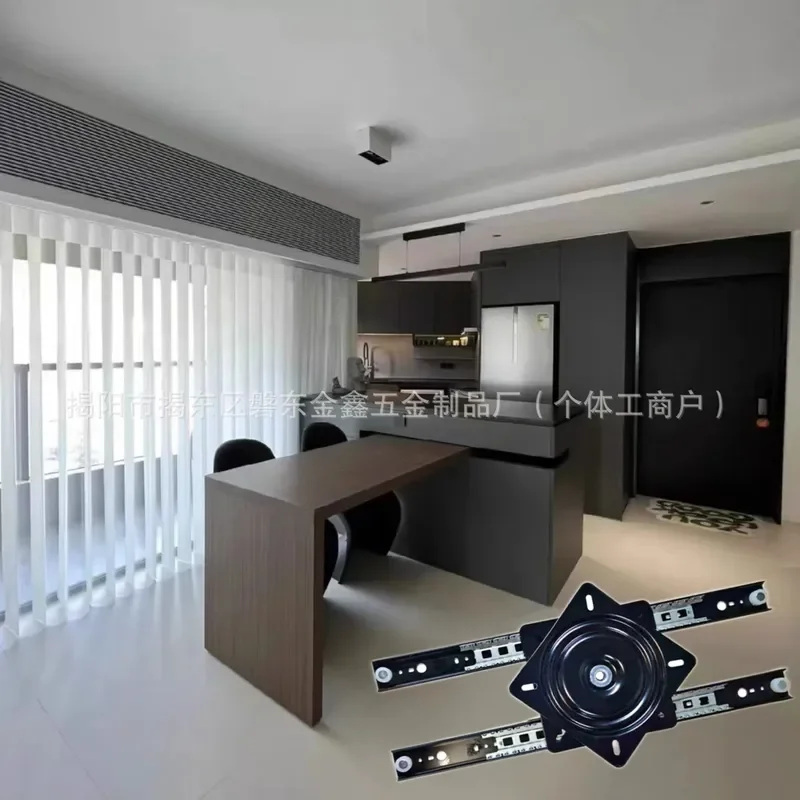 360 Degree Rotating Kitchen Island Track Heavy Duty Telescopic Slide Rail Push Pull Dining Bar Extension Hardware