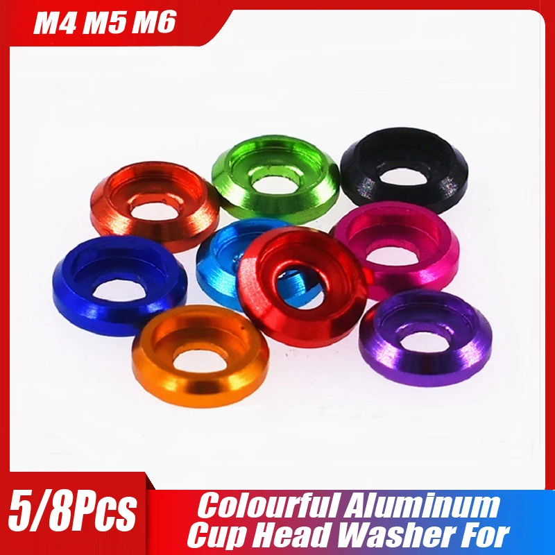 

5/8Pcs M4 M5 M6 Colourful Aluminum Cup Head Washer For Button Head Screw Half Round Head Washer Pan Head Recessed Screws