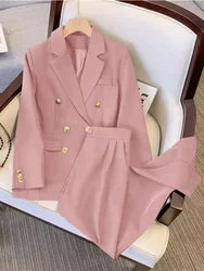 Women's Suit Sets Slim Fit Jacket Loose Wide Leg Pants Sets for Office Lady 2 Pieces Set Pant Suits for Women Casual Blazer Sets